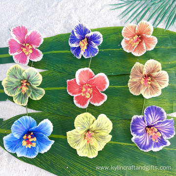 4 1/4" Printed Colorful Handmade Hibiscus Hair Pick